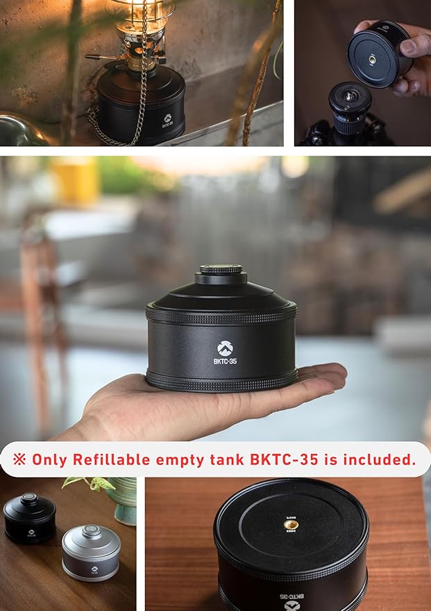 CAMPINGMOON Replacement Empty Gas Fuel Cylinder 110g Standard for Backpacking Camping Stove EN417 Lindal Valve Black BKTC-35