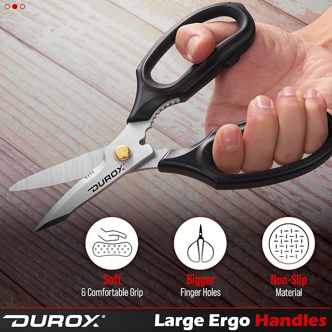 DUROX - Heavy Duty Scissors, Multipurpose Utility Scissors. Built to Cut Leather, Cardboard, Carpet, Plastic and Rope. All Purpose Heavy Duty Kitchen Scissors to Cut Meat, Poultry and Chicken Bones