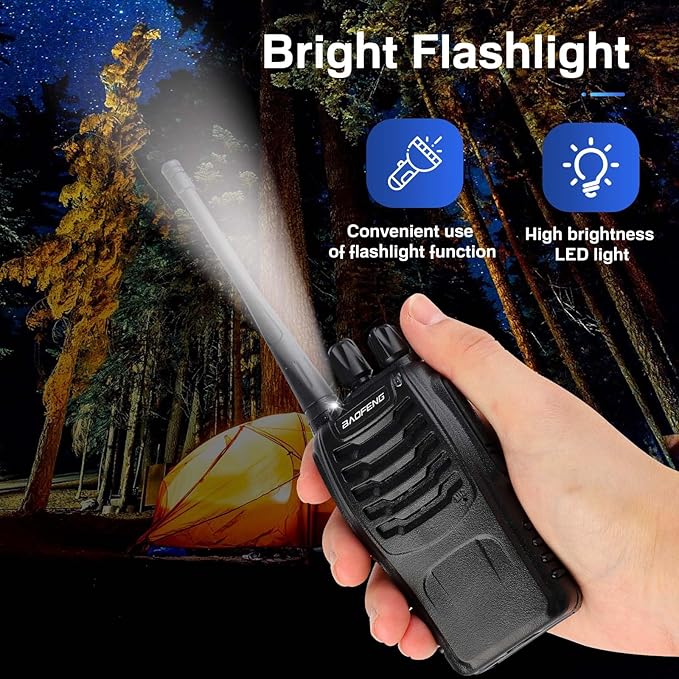 Baofeng Walkie Talkies 888S Rechargeable Long Range with Earpieces for Adults, 16 Channel Professional Radio Handheld Two Way Radios Li-ion Battery and Charger Included (6pack with 6earpiece)