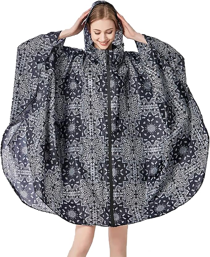 ANYOO Waterproof Rain Poncho Lightweight Reusable Hiking Hooded Coat Jacket for Outdoor Activities
