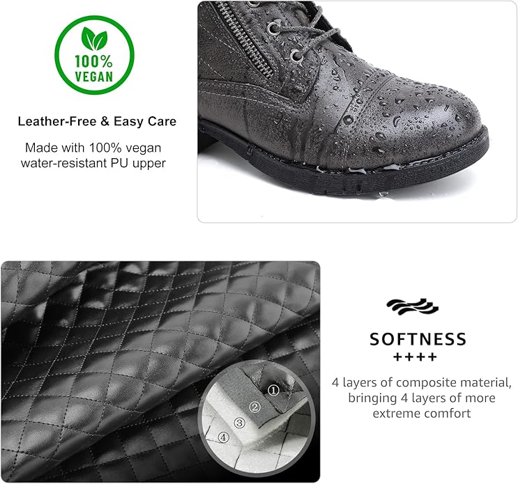 STQ Women's Combat Boots Lace up Ankle Booties