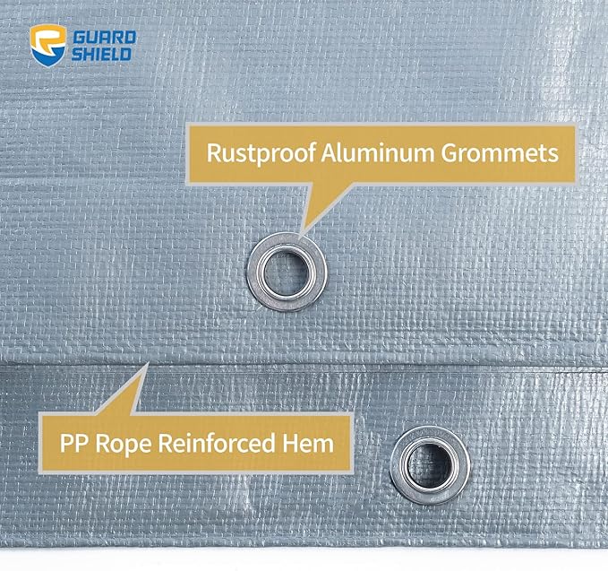 GUARD SHIELD Heavy Duty Tarp 12x12 Feet Silver Multi Purpose Thick Waterproof Poly Tarp Cover 10mil