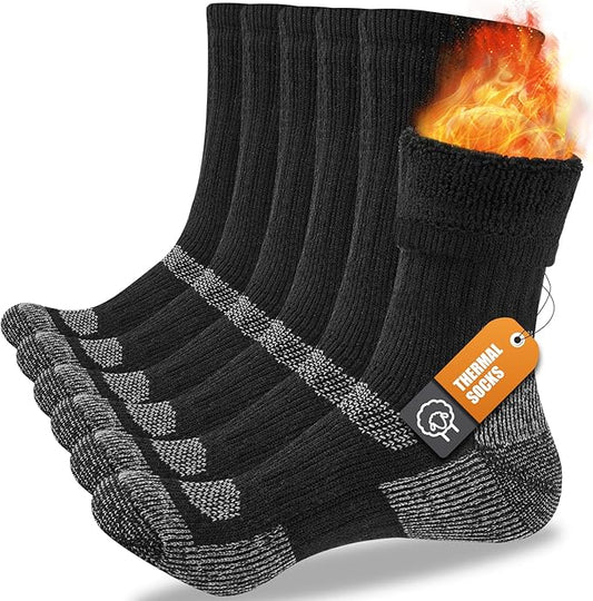 Merino Wool Thermal Socks for Men & Women, 3 Pairs Full Cushion Winter Boot Socks for Cold Weather Hiking Work