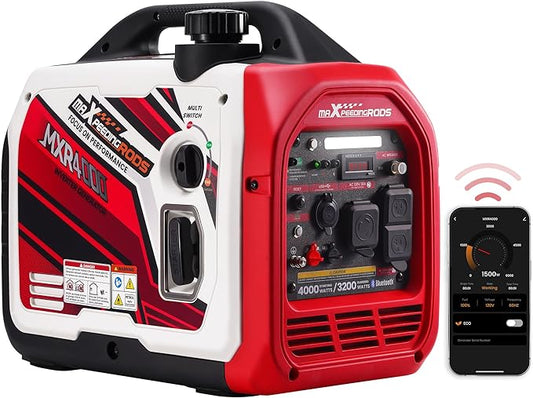 maXpeedingrods 4000 Watt Portable Inverter Generator Gas Powered, Bluetooth® App Remote Data Monitor,with CARB Compliant, Compact and Lightweight for Home Backup, Outdoor Camping, RV