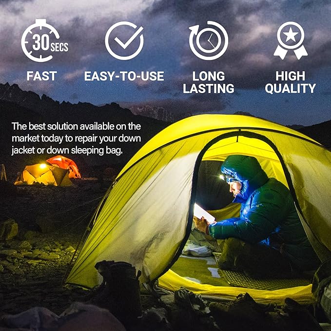 Self-Adhesive Waterproof Repair Patch Kit - 30-Second Fix for Down Jackets, Tents, Sleeping Bags, Backpacks, Outdoor and Camping Gear - Pre-Cut Nylon Ripstop Patches, Multiple Colors - Olive Green