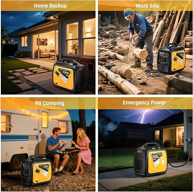 5000 Watts Portable Dual Fuel Inverter Generator– Small Gasoline LPG Powered for Home Backup, Camping, RV, Tailgating with CO Protection, Eco Mode, Recoil/Electric/Remote Start, Parallel Capable