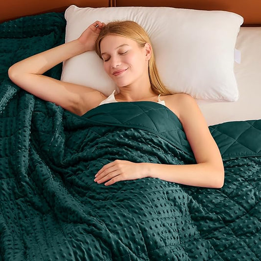 Weighted Blanket for Adults (12lbs, 48"x72" Twin Size) - Breathable Minky Heavy Blanket for 110-130lbs with Premium Glass Beads - Soft Thick Blankets for All-Season Sleeping - Green