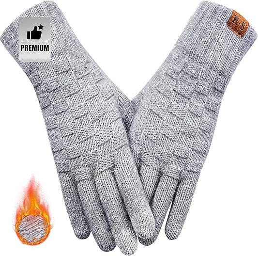REACH STAR Winter Gloves for Women-Upgraded Touch Screen Elastic Thermal Knit Lining Warm Gloves for Cold Weather