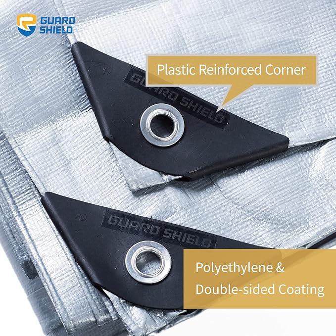 GUARD SHIELD Heavy Duty Tarp 10x12 Feet Silver Multi Purpose Thick Waterproof Poly Tarp Cover 10mil