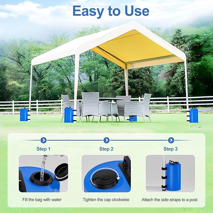 Canopy Water Weights Bag, 88 lb Tent 4 Leg Weights Bag, Portable 10L Water Bag Windproof Fixed Canopy Weights Bag, for Outdoor Pop Up Tent, Canopies, Gazebo, Shelter, 4 Pack (10L Blue)