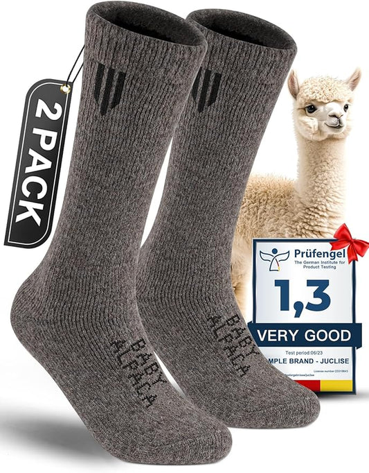 Alpaca Wool Boot Socks Men and Women, Heavyweight Thick Thermal Socks Cold Weather Hunting Hiking, Moisture Wicking