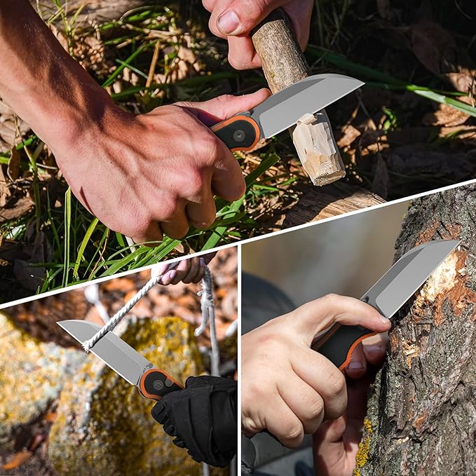 FINTISO Pocket Knife, 3" 14C28N Blade EDC Knife with G10 Handle, Folding Knife with Pocket Clip for Outdoor Camping, Hunting, Hiking, Survival, Parrot Series