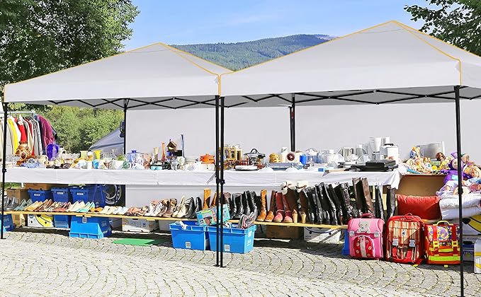 COBIZI 10x10 Canopy Tent with Sidewalls and Mesh Windows 2.0,10x10 Pop up Tent for Parties,Commercial Instant Canopies with Heavy Duty Bag,White Gazebo for Outdoor Activities