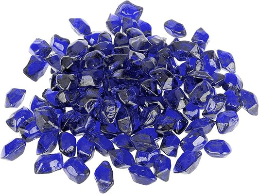 Stanbroil 10-Pound Fire Glass - 1/2 inch Polygon Fire Glass for Fireplace Fire Pit and Landscaping, Cobalt Blue
