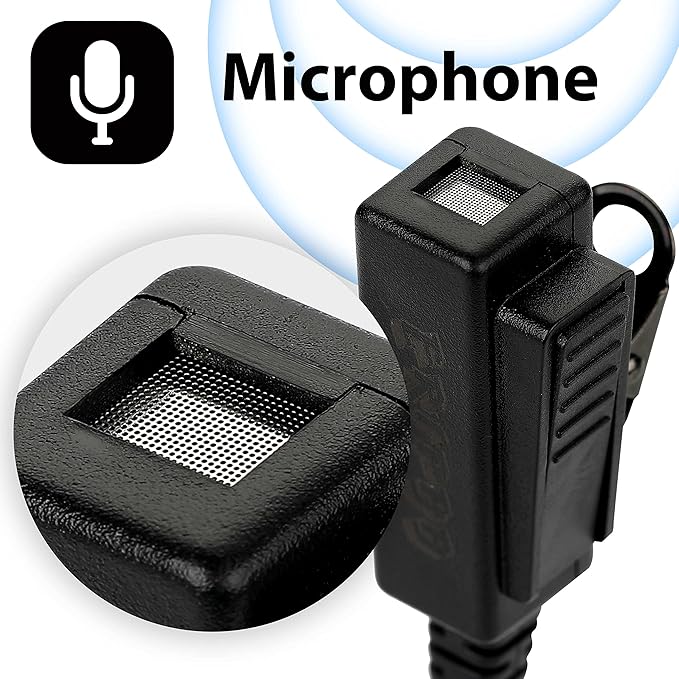Earpiece for Midland GXT1000VP4 Walkie Talkie 2 Way Radio Surveillance Security Headset Acoustic Tube Ear Piece with Mic PTT LXT500VP3 GXT1050VP4 GXT1000XB (2 Packs)
