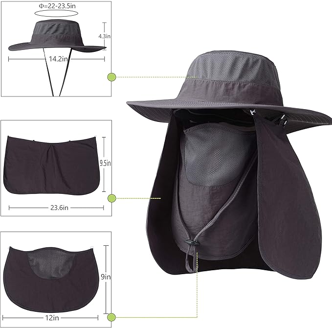 Fishing Hat,Sun Cap with UPF 50+ Sun Protection and Neck Flap,for Man and Women