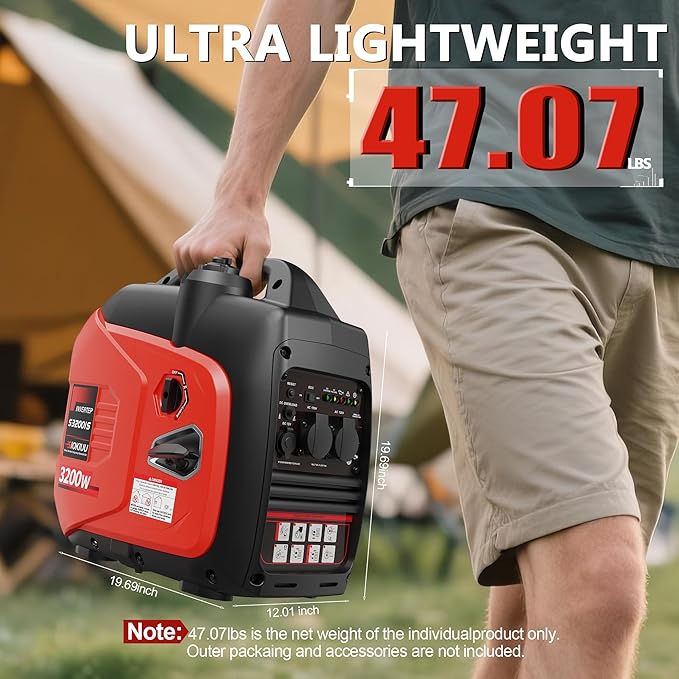 3200W Portable Generator Super Quiet Inverter Generator Ultra Lightweight for Home Backup Outdoor Camping, CO Sensor Protect, EPA, ECO Mode
