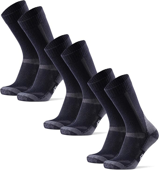 DANISH ENDURANCE Merino Wool Hiking Crew Socks for Men & Women, Cushioned Anti-Blister, Breathable - 3 Pairs