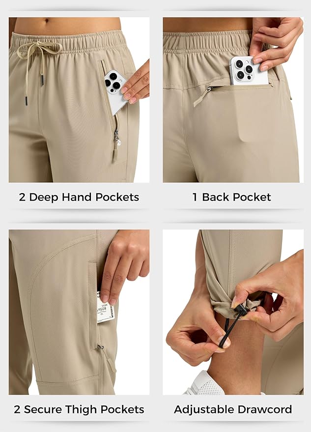 Willit Women's Hiking Pants Quick Dry Cargo Pants Lightweight Water Resistant Travel Golf Pockets Petite/Regular/Tall