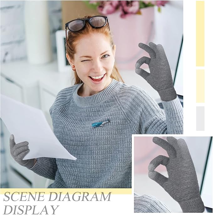 Bencailor 2 Pairs Usb Winter Heated Gloves Mitten Hand Washable Knitting Touchscreen Laptop Gloves