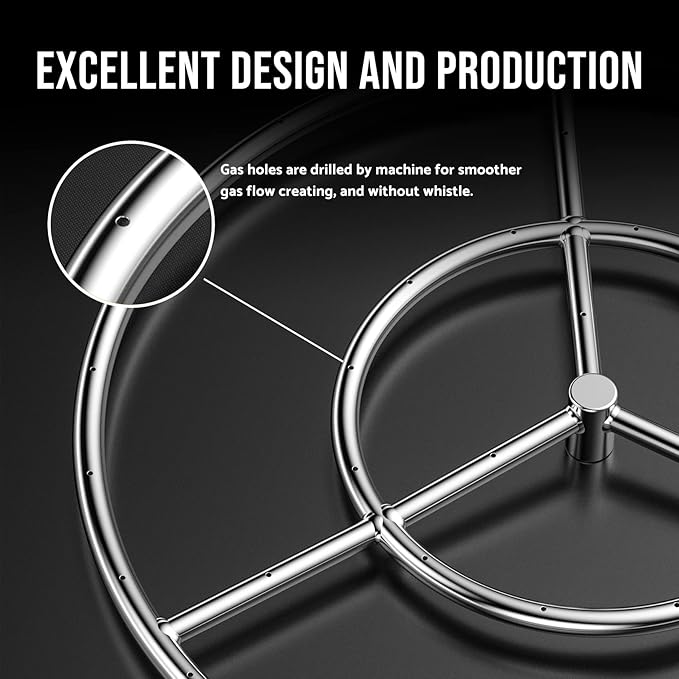 Skyflame 24-Inch Round Fire Pit Burner Ring, 304 Stainless Steel