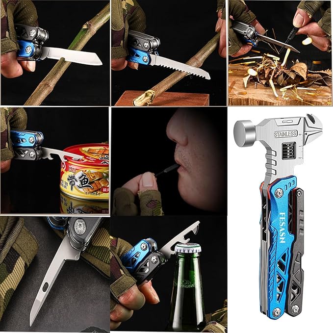 Upgraded Adjustable Wrench Multitool Hammer, 18 in 1 Pocket Multi Tool Pliers, All-in-One Survival Camping Multi Tool Apply to Survival, Camping and Everyday Use