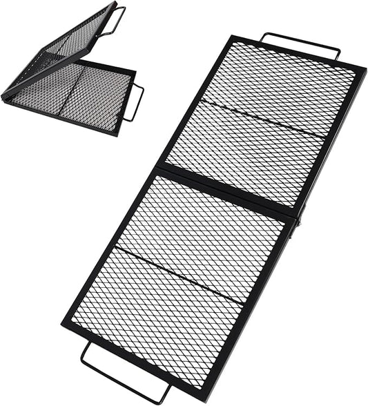 Lineslife Fire Pit Cooking Grate, Portable Rectangle Campfire Grill Grate with Handles, Heavy Duty Outdoor Steel Campfire BBQ Grill for Outside, Camping Cookware and Accessory, 36 Inch