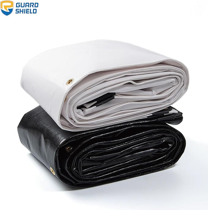 GUARD SHIELD Extreme Heavy Duty Black Poly Tarp 18x24 Feet Cover Waterproof Tarps 20mil Thick UV and Tear Resistant Tarpaulin