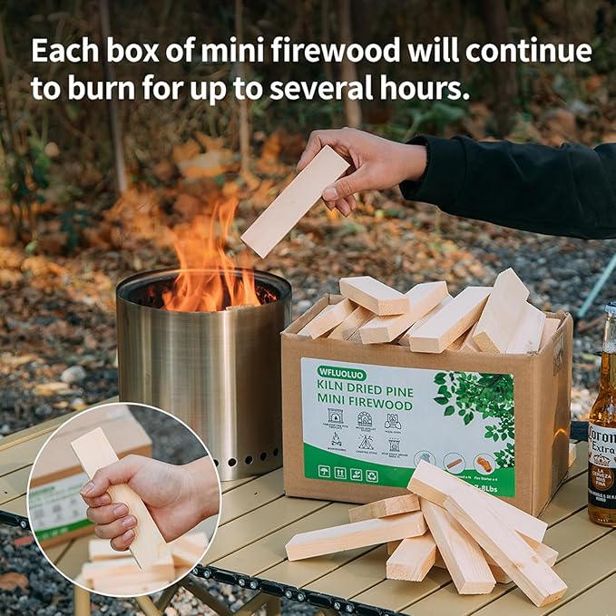 Mini Firewood with 8PCS Fire Starters 5'' Lengths Pine Kiln Dried Fire Sticks Wood Fire Pit Accessories Prefect for Solo Stove Mesa XL, Tabletop Fire Pit, Solo Stove Mesa Sticks Wood