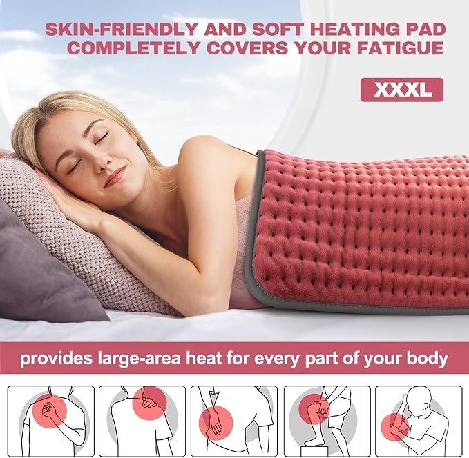 Heating pad for Back, Neck, Shoulder, Cramps and Leg Pain Relief, Heat Pads Christmas Gifts for Women, Men, Mom, Dad, Auto-Off,Machine Washable,Moist Dry Heat Options,Extra Large 20"x24"