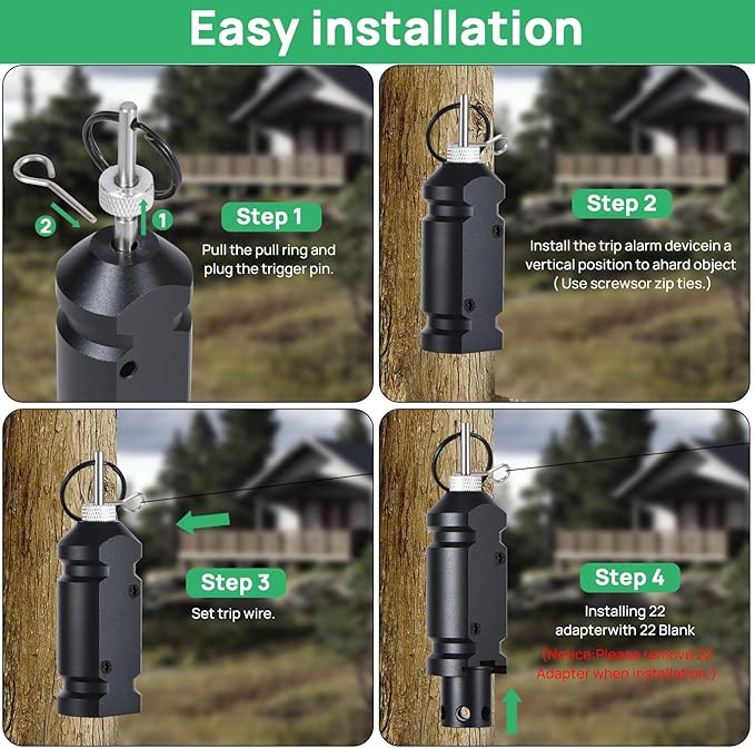 Perimeter Trip Alarm, 12 Gauge Camping Trip Wire Alarm Device, Early Warning Security System for Outdoor Camp Safe and Property Safety Bear Deterrent (Included 22.Adapter) (1 Pack)