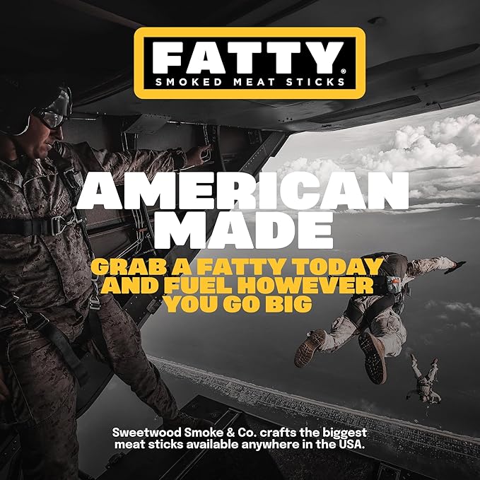 FATTY Meat Sticks, High Protein, Made with Grass Fed Beef, Pork Raised Without Antibiotics, 13g Protein Per Stick, Original Cheddar, 2 oz. (Pack of 20)