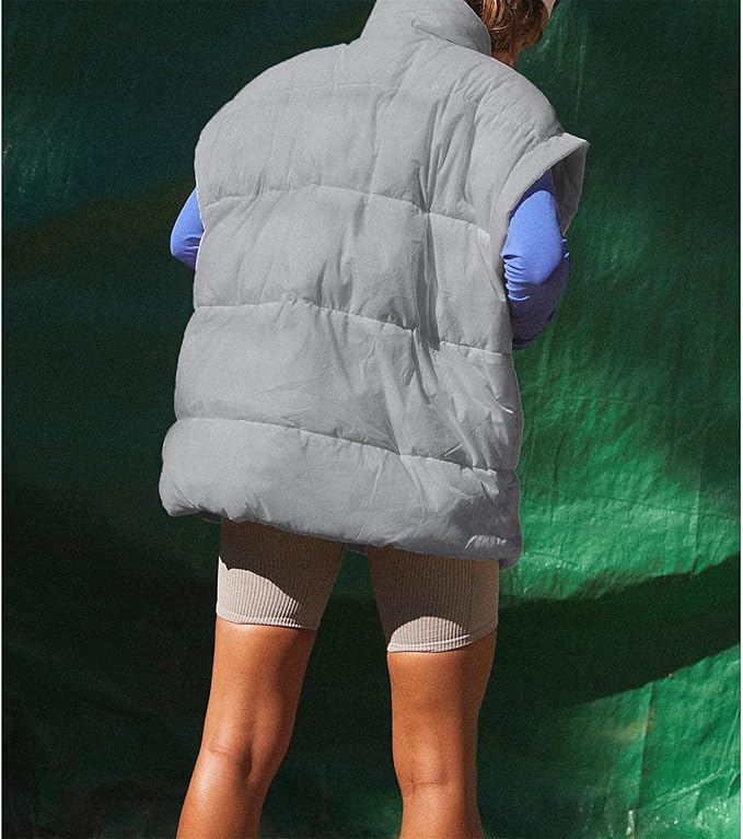 Ainangua Women's Puffer Vest Stand Collar Zipper Sleeveless Jackets Winter Lightweight Vests Warm Padded Jacket Coat