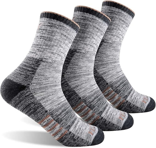 FEIDEER Men's Women's Hiking Walking Socks, Unisex Moisture Wicking Cotton Cushion Ankle Quarter Crew Socks with Arch Support
