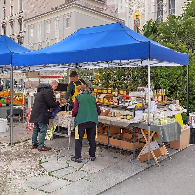 COBIZI 10x15 FT Heavy Duty Pop up Canopy Tent with 4 sidewalls Commercial Outdoor Canopy Wedding Party Tents for Wedding All Season Wind & Waterproof Gazebo with Carry Bag, Blue(Frame Thickened)