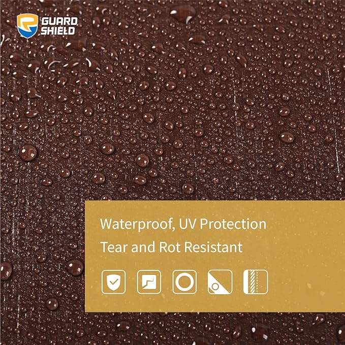 GUARD SHIELD Brown Tarp 16x20 Feet Large Plastic Tarps Heavy Duty Waterproof Outdoor Tarpaulin Cover 12mil