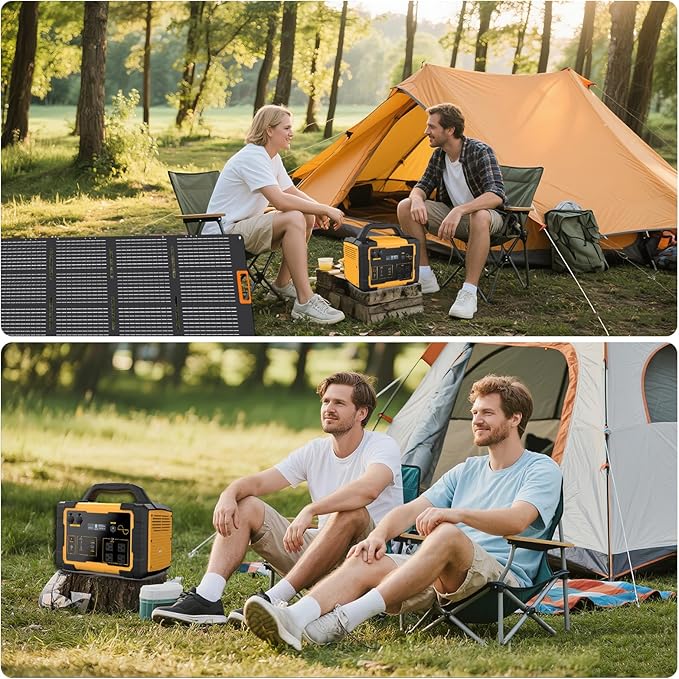 1000W Solar Generator Portable Power Station with 120V AC Outlet 1024Wh Powered Generator LiFePO4 (LFP) Battery for Camping Outdoor Hiking Home Emergency Backup Power Outages (Solar Panel Optional)