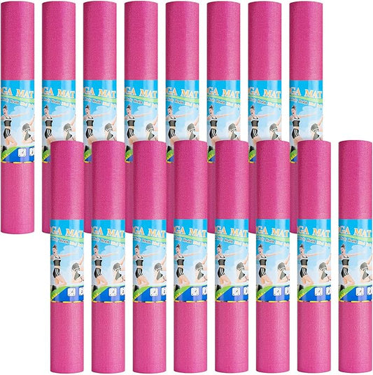 Funtery 16 Pack 3 mm Thick Yoga Mat Exercise Workout Mat Non Slip Fitness Pad for Women Gym Home Yoga Pilates