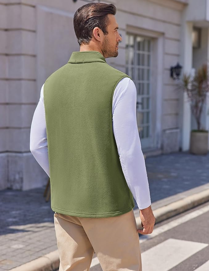 COOFANDY Mens Polar Fleece Vest Lightweight Sleeveless Jacket Warm Zip up Outerwear Vests with Zipper Pockets for Hiking