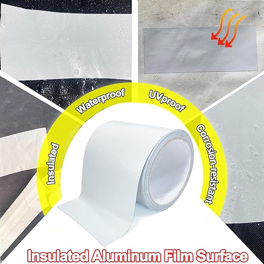 Waterproof Repair Tape for Awning, 4IN x 20FT Outdoor Canvas Tarp Repair Tape, Tent, Boat Covers, Canopy, Sail Tape, Tear Repair Patch Kit, Heavy Duty UVproof, White