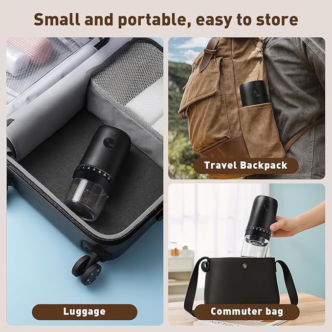 Portable Electric Burr Coffee Grinder with 40 Adjustable Settings, Conical burr coffee grinder, Coffee Bean Grinding Machine with Conical Burr Coffee Grinder 1800mAh Rechargeable for Travel, Home