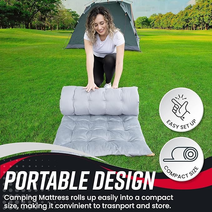Vaygway Outdoor Camping Cot Pads Mattress- Soft Comfortable Lightweight Thick Cotton Sleeping Cot- Portable Hiking, Traveling, Backpacking Waterproof Bottom Pad Mattress
