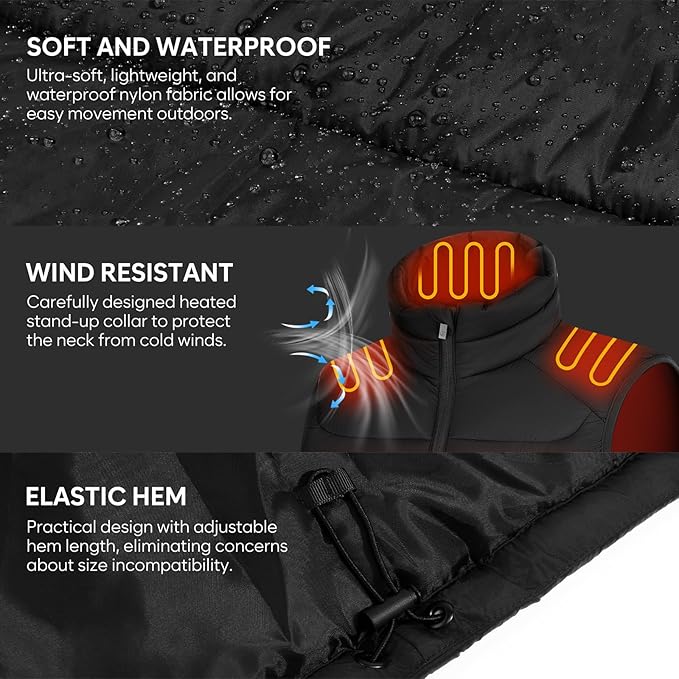 Heated Vest for Men with Battery Pack Included 16000mAh, 15 Heating Zones Electric Winter Warm Heating Jacket
