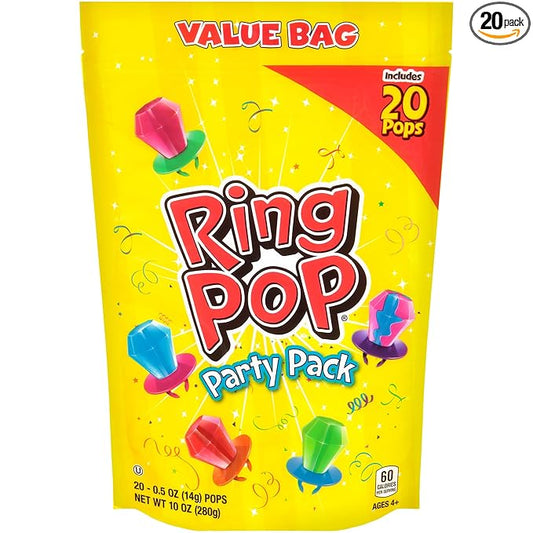 Ring Pop Halloween Candy Lollipops - 20 Ct Bulk Variety Pack in Assorted Fruity Flavors - Full Size, Individually Wrapped Hard Candy For Trick or Treat, Halloween Bowls, Gifts, Party Favors