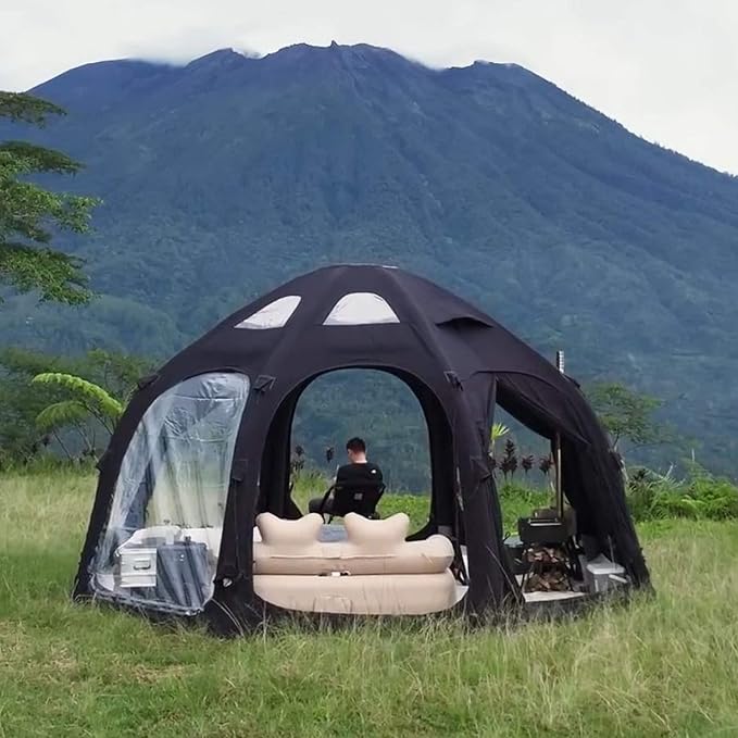 Coody | Rbm Outdoors Koala/Hub/Octopus Inflatable Tents for Camping with Stove Jack, 2/8/10 Person Luxury Canvas Blow Up Tent, 2 Room, Easy Setup Casa de Campaña, Large Inflatable House with Pump