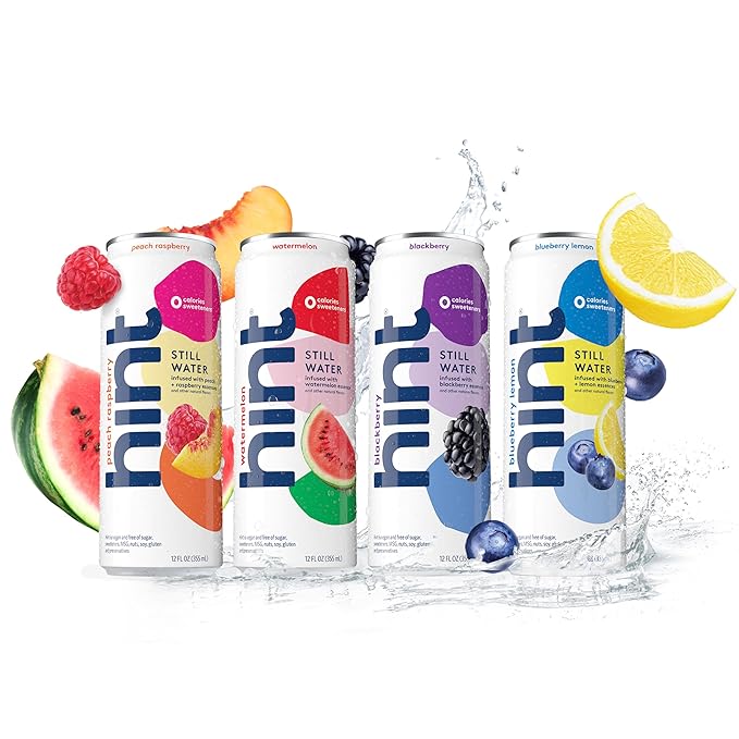 Hint Watermelon Canned Flavored Water, Pure Still Water Infused with Watermelon Essence, 12 oz Slim Cans, Zero Sugar, Calories, Sweeteners, Preservatives, or Artificial Flavors (Pack of 12)