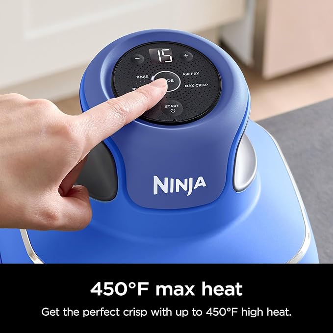 Ninja Crispi 5-in-1 Portable Glass Air Fryer Cooking System, 1500W, 6-Cup, 4-Quart & 2.5-Quart TempWare Containers With Lids, Microwave, Freezer & Dishwasher Safe, Blue, FN103CO