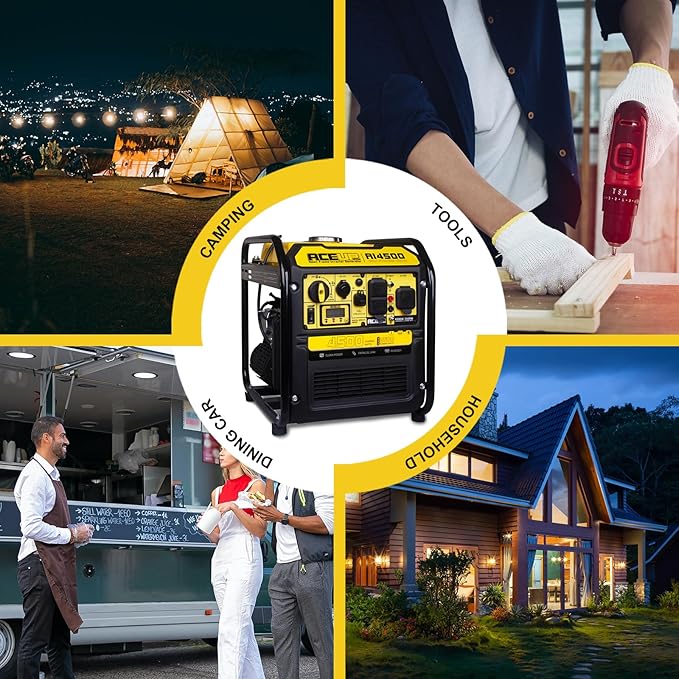 Aceup Energy 4500 Watt Inverter Generator 223CC, Gas Powered Generator for Home Use, Camping, EPA Compliant
