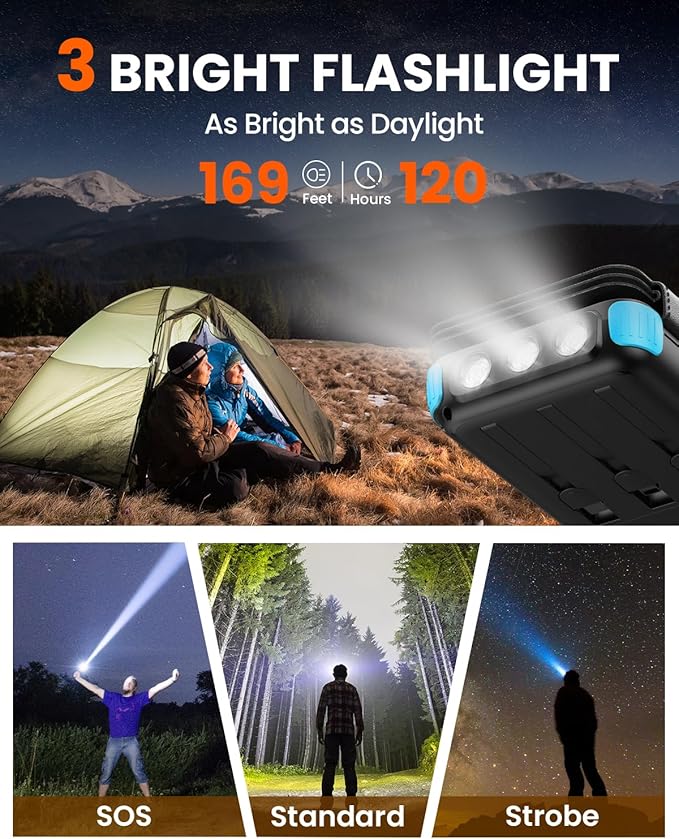 SOARAISE Solar Charger 25000mAh/92500mWh Wireless Portable Charger, 20W Fast Charging Power Bank with Built-in 3 Cables, PD QC 3.0 Phone Battery Pack with 4 Solar Panels & Flashlights for Camping