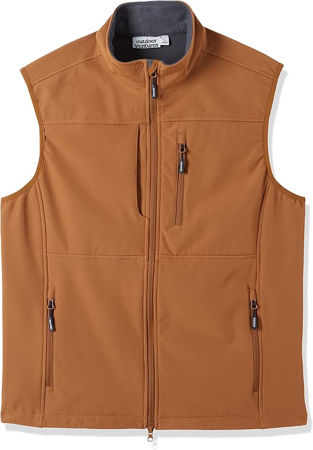 Outdoor Ventures Men's Running Vest Outerwear, Lightweight Windproof Fleece-Lined Softshell Sleeveless Jacket for Golf